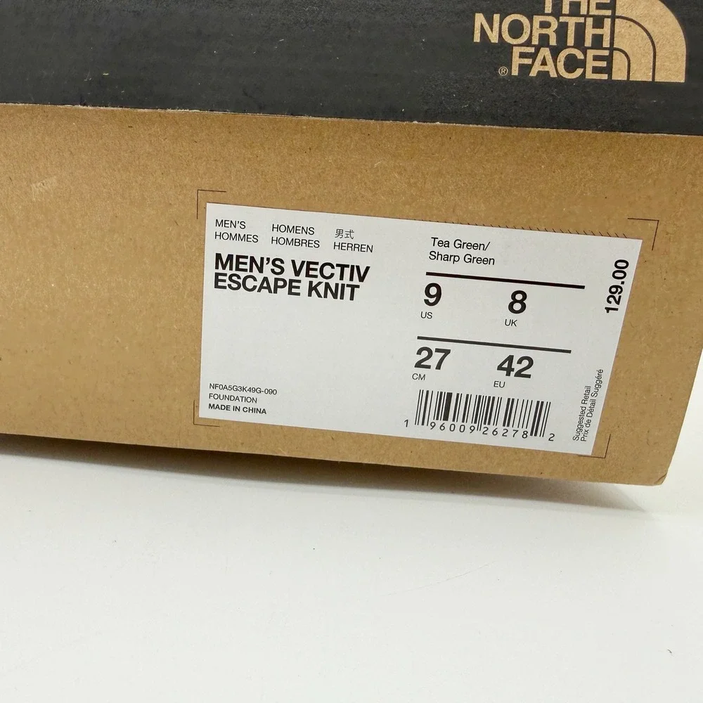 The North Face Mens‎ Vectiv Escape Knit Trail Shoe Size 9 Men Tea Green NEW